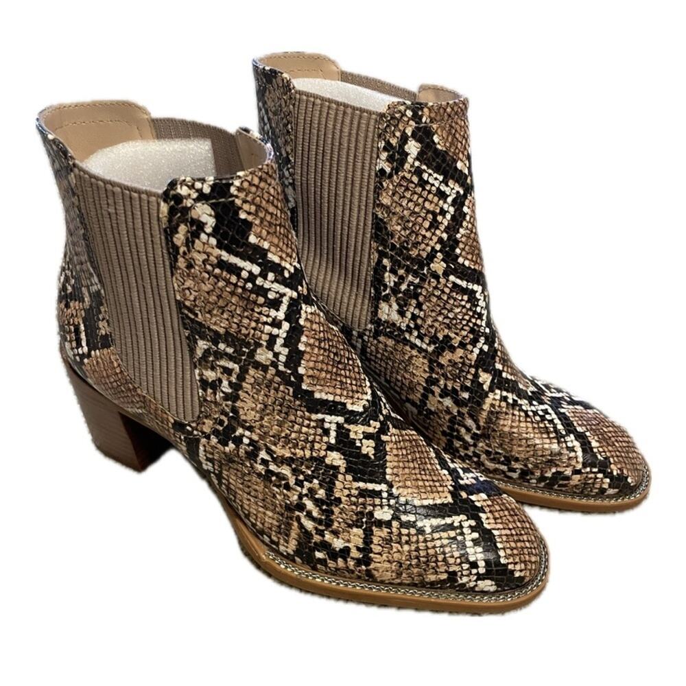 Vince Camuto Womens Jentilliy Ankle Boots Chelsea Snakeskin Leather Heeled sz 6